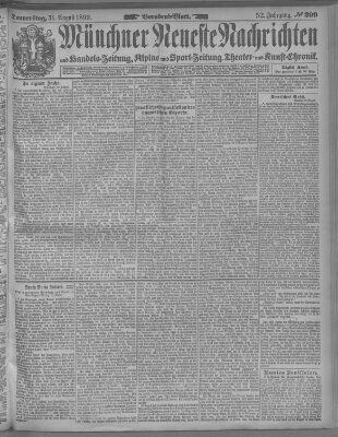 Münchner neueste Nachrichten Donnerstag 31. August 1899