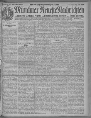 Münchner neueste Nachrichten Sonntag 17. September 1899