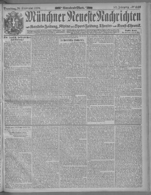 Münchner neueste Nachrichten Dienstag 26. September 1899