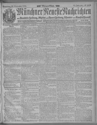 Münchner neueste Nachrichten Dienstag 26. September 1899