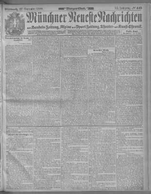 Münchner neueste Nachrichten Mittwoch 27. September 1899