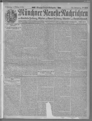 Münchner neueste Nachrichten Sonntag 1. Oktober 1899