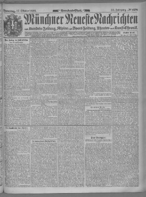 Münchner neueste Nachrichten Dienstag 17. Oktober 1899