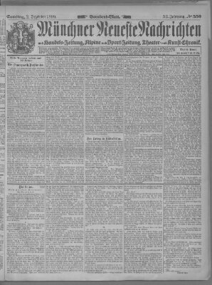 Münchner neueste Nachrichten Samstag 2. Dezember 1899