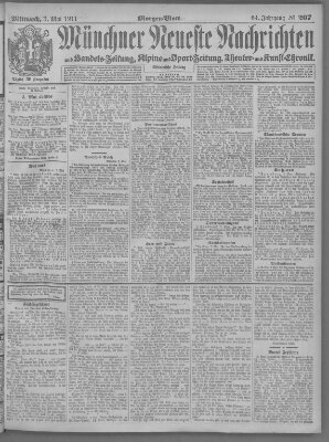 Münchner neueste Nachrichten Mittwoch 3. Mai 1911