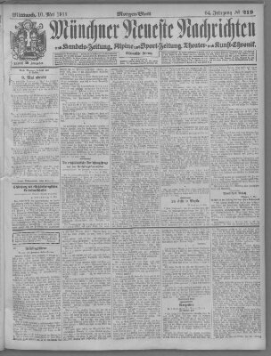 Münchner neueste Nachrichten Mittwoch 10. Mai 1911