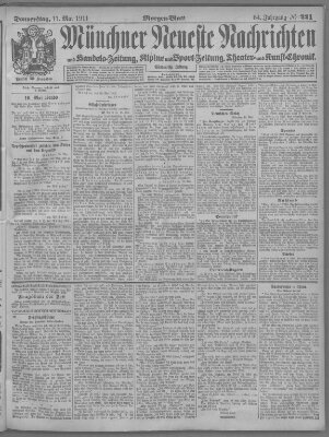 Münchner neueste Nachrichten Donnerstag 11. Mai 1911