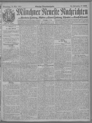 Münchner neueste Nachrichten Sonntag 14. Mai 1911