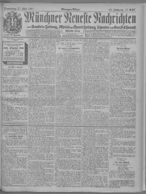 Münchner neueste Nachrichten Samstag 27. Mai 1911