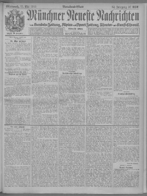 Münchner neueste Nachrichten Mittwoch 31. Mai 1911