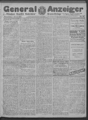 Münchner neueste Nachrichten Donnerstag 1. Februar 1912