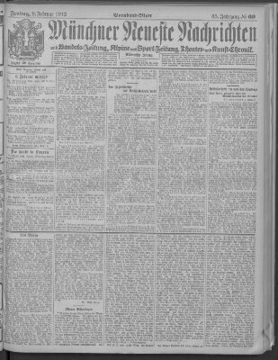 Münchner neueste Nachrichten Freitag 9. Februar 1912