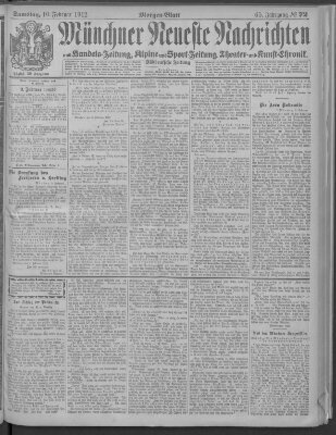 Münchner neueste Nachrichten Samstag 10. Februar 1912