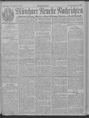 Münchner neueste Nachrichten Freitag 23. Februar 1912