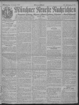 Münchner neueste Nachrichten Mittwoch 3. Januar 1912