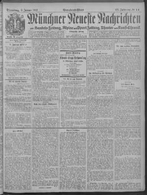 Münchner neueste Nachrichten Dienstag 9. Januar 1912