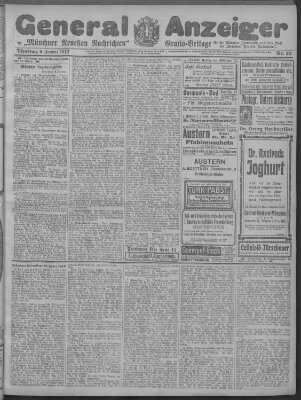 Münchner neueste Nachrichten Dienstag 9. Januar 1912