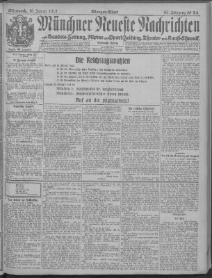 Münchner neueste Nachrichten Mittwoch 10. Januar 1912