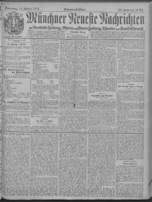 Münchner neueste Nachrichten Sonntag 14. Januar 1912