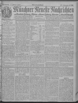 Münchner neueste Nachrichten Mittwoch 17. Januar 1912