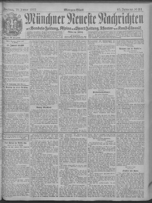 Münchner neueste Nachrichten Freitag 19. Januar 1912