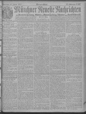 Münchner neueste Nachrichten Samstag 20. Januar 1912