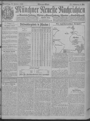 Münchner neueste Nachrichten Dienstag 23. Januar 1912