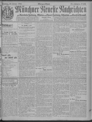 Münchner neueste Nachrichten Freitag 26. Januar 1912