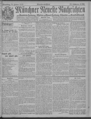 Münchner neueste Nachrichten Dienstag 30. Januar 1912