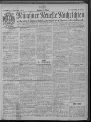 Münchner neueste Nachrichten Sonntag 1. Dezember 1912