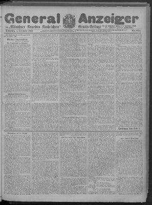 Münchner neueste Nachrichten Sonntag 1. Dezember 1912