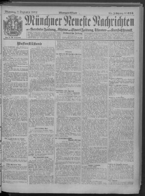 Münchner neueste Nachrichten Montag 2. Dezember 1912