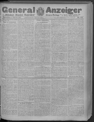 Münchner neueste Nachrichten Donnerstag 5. Dezember 1912