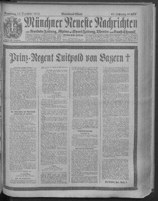 Münchner neueste Nachrichten Samstag 14. Dezember 1912