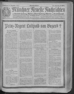 Münchner neueste Nachrichten Samstag 14. Dezember 1912