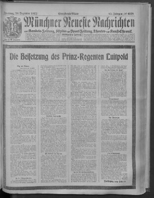 Münchner neueste Nachrichten Freitag 20. Dezember 1912