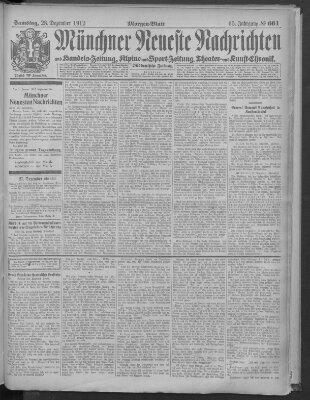 Münchner neueste Nachrichten Samstag 28. Dezember 1912