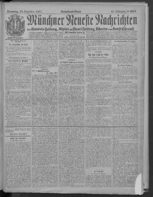 Münchner neueste Nachrichten Sonntag 29. Dezember 1912