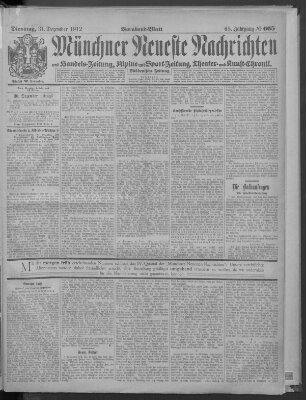 Münchner neueste Nachrichten Dienstag 31. Dezember 1912