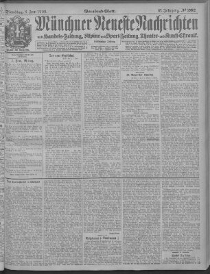 Münchner neueste Nachrichten Dienstag 8. Juni 1909