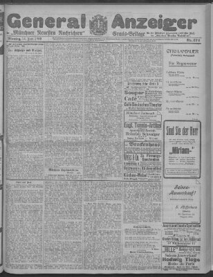 Münchner neueste Nachrichten Montag 14. Juni 1909