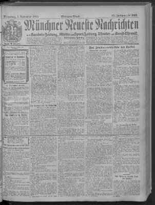 Münchner neueste Nachrichten Dienstag 5. November 1912