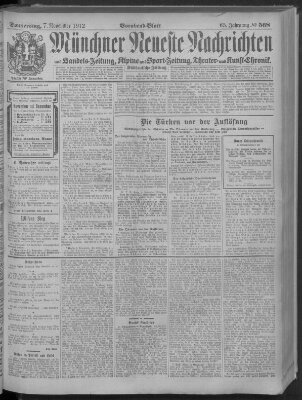 Münchner neueste Nachrichten Donnerstag 7. November 1912