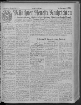 Münchner neueste Nachrichten Freitag 8. November 1912