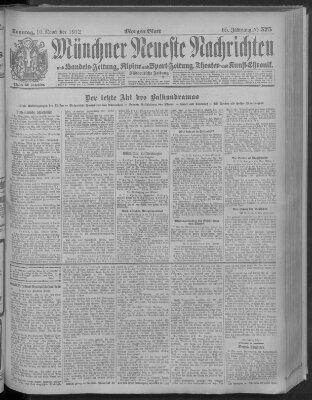 Münchner neueste Nachrichten Sonntag 10. November 1912