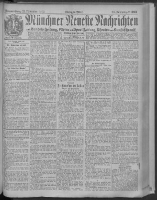 Münchner neueste Nachrichten Donnerstag 21. November 1912