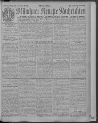 Münchner neueste Nachrichten Donnerstag 28. November 1912