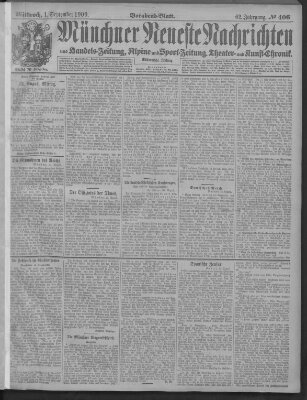 Münchner neueste Nachrichten Mittwoch 1. September 1909