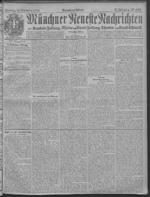 Münchner neueste Nachrichten Freitag 10. September 1909