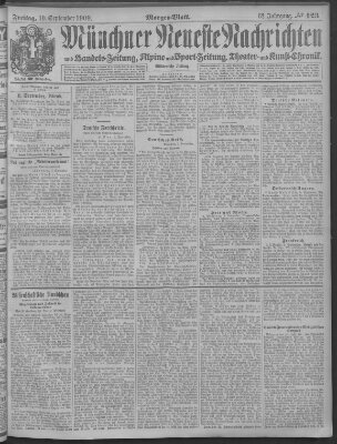 Münchner neueste Nachrichten Freitag 10. September 1909